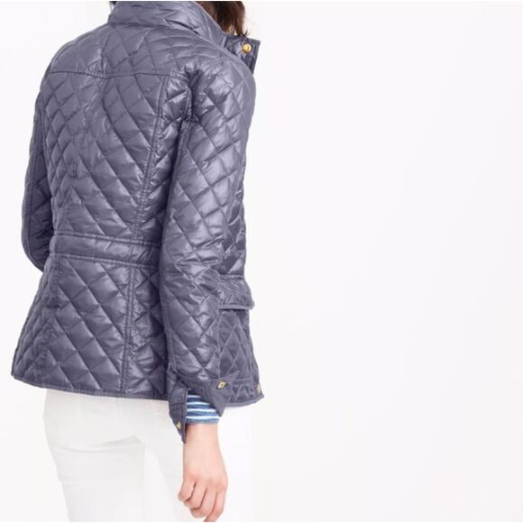 J. Crew Shiny Downtown Quilted Field Puffer Jacket Navy Blue C8548 Size S - Picture 3 of 16